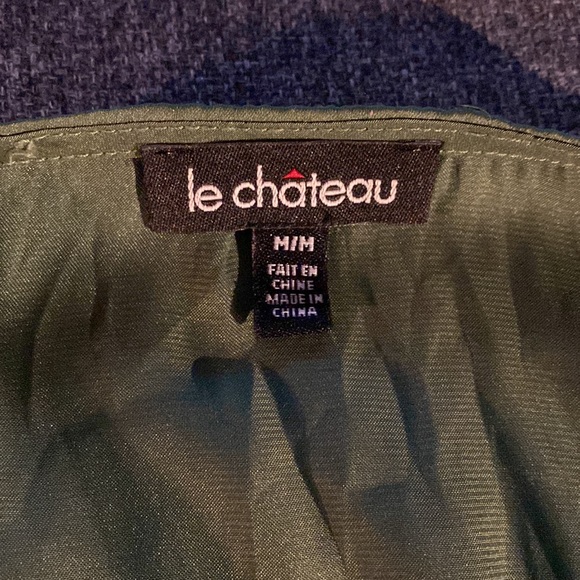 Le Château | Elastic waist. Wrap dress. Silk looking green mini dress. Size M. - Picture 6 of 9